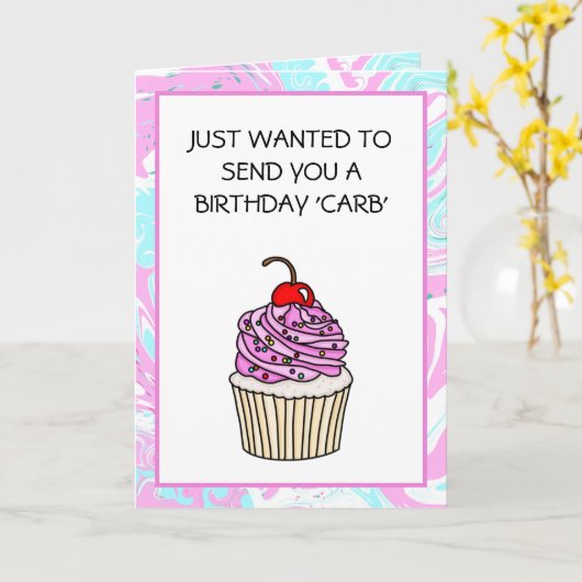 キュートカップケーキプンパーソナライズされた誕生日 カード (黄色い花)