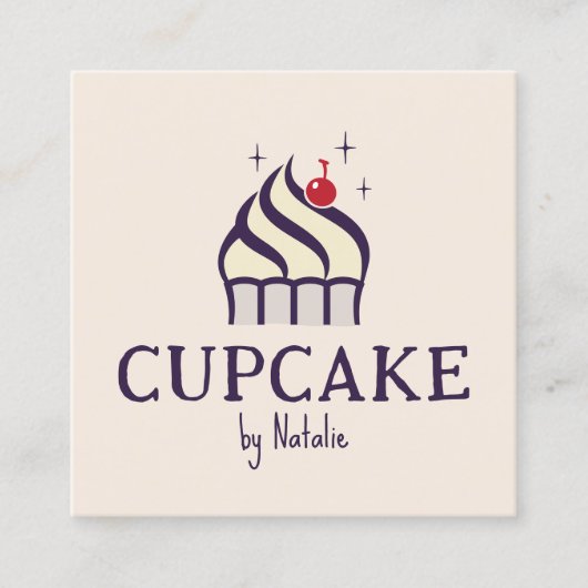 キュートカップケーキペストリーシェフホームメイドベーカリー スクエア名刺 (正面)