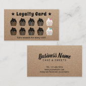 キュートカップケーキペストリーベーカリークラフトロイヤリティリワード ロイヤリティカード (正面/裏面)