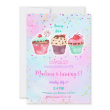 キュートカップケーキ誕生日招待状