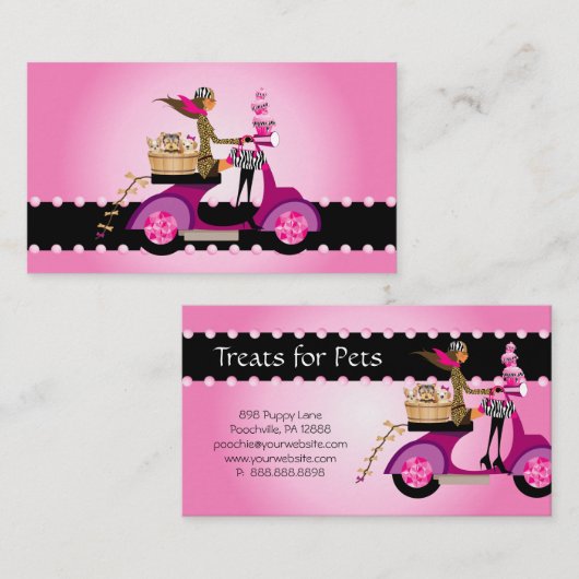 キュートカップケーキ&ドッグズゼブラスクーターウーマン 名刺 (正面/裏面)