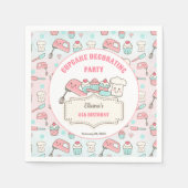 キュートカップケ飾ーキのパーティーベーキングガール誕生日 スタンダードカクテルナプキン (正面)