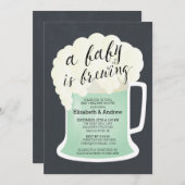 キュートカップルニュートラルベビーシャワーベビー醸造 招待状 (正面/裏面)