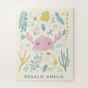 キュートカニアンダーウォーターシェルズパステル名前をカスタムする ジグソーパズル