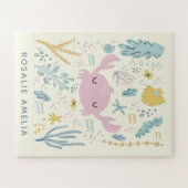 キュートカニアンダーウォーターシェルズパステル名前をカスタムする ジグソーパズル (横)