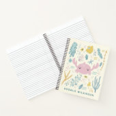 キュートカニアンダーウォーターシェルズパステル名前をカスタムする ノートブック (内部)