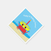 キュートカニビーチ1st誕生日パーティー スタンダードカクテルナプキン (角)