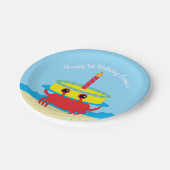 キュートカニビーチ1st誕生日パーティー ペーパープレート (アングル)