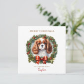 キュートカバリエールキングチャールズスパニエル犬ドッグクリスマス カード (スタンド正面)