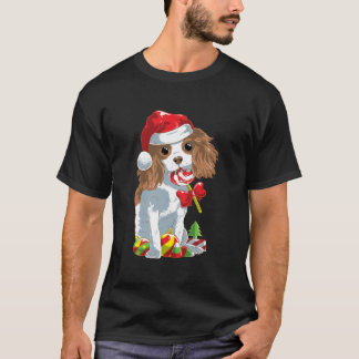 キュートカバリエールキングチャールズスパニエル犬ドッグクリスマス Tシャツ