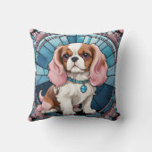 キュートカバリエールキングチャールズパステルステンドグラス クッション (裏面)