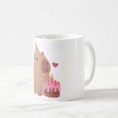 キュートカピバラとお誕生日ケーキ コーヒーマグカップ (正面右)