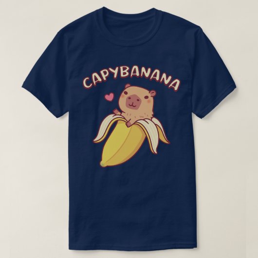 キュートカピバラインバナナカピバナナプおもしろいン Tシャツ (デザイン正面)