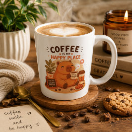 キュートカピバラコーヒーマグ | かわいいコーヒー好きラテ カフェラテマグ