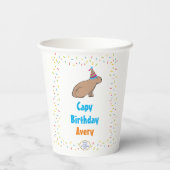 キュートカピバラスカラフルキッズレインフォレスト誕生日 紙コップ (裏面)