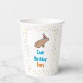 キュートカピバラスカラフルキッズレインフォレスト誕生日 紙コップ (正面)