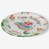 キュートカピバラプールパーティー ペーパープレート (アングル)