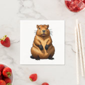 キュートカピバラロデントアニマルイラストレーション スタンダードカクテルナプキン (インサイチュ)
