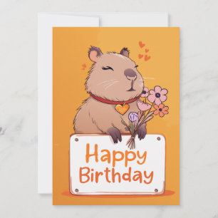 キュートカピバラ誕生日カード   愛らしい動物カード シーズンカード
