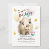 キュートカピバラ誕生日招待状 招待状 (正面)