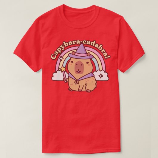 キュートカピバラ魔法カピバラカダブラおもしろい Tシャツ (デザイン正面)