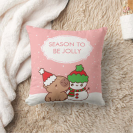 キュートカピバラ&雪だるま クッション