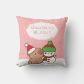 キュートカピバラ&雪だるま クッション (正面)