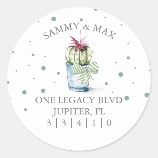 キュートカボス差出人住所封筒用シール ラウンドシール (正面)