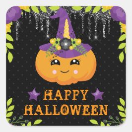 キュートカボチャフローラハッピーハローウィン スクエアシール