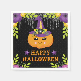 キュートカボチャフローラハッピーハローウィン スタンダードカクテルナプキン