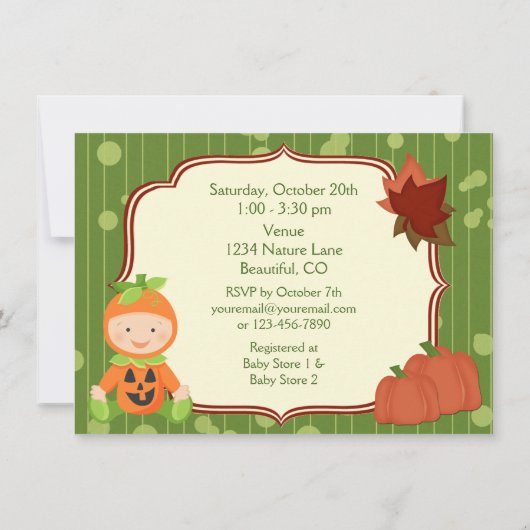 キュートカボチャベビーハロウィンベビーシャワー招待状 招待状 (裏面)
