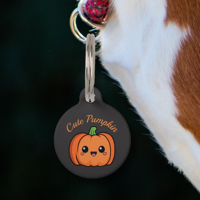 キュートカボチャペットタグ ペット　ネームタグ (Cute Pumpkin Pet Tag)