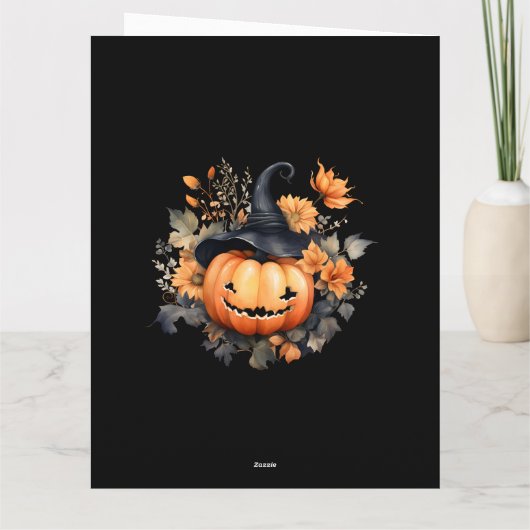キュートカボチャ幽霊フローラハッピーハローウィンカード カード (裏面)