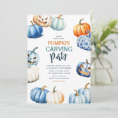 キュートカボチャ彫刻パーティーハロウィン 招待状 (スタンド正面)