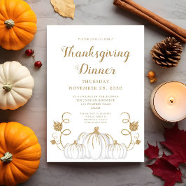 キュートカボチャ感謝祭ディナーパーティー 招待状