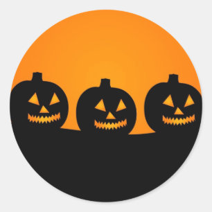 キュートカボチャ顔ハッピーハローウィンハロウィーンのカボチャのちょうちん ラウンドシール
