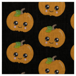 キュートカボチャ顔ハロウィーンパターンブラック ファブリック