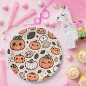 キュートカボンプキンアンドカボキンシードハローウィンパーティ ペーパープレート (パーティー)