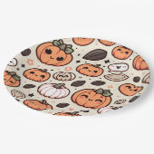 キュートカボンプキンアンドカボキンシードハローウィンパーティ ペーパープレート (アングル)
