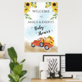 キュートカボンプキンイントラック秋 |秋の赤ちゃんシャワーP ポスター (ホームオフィス)