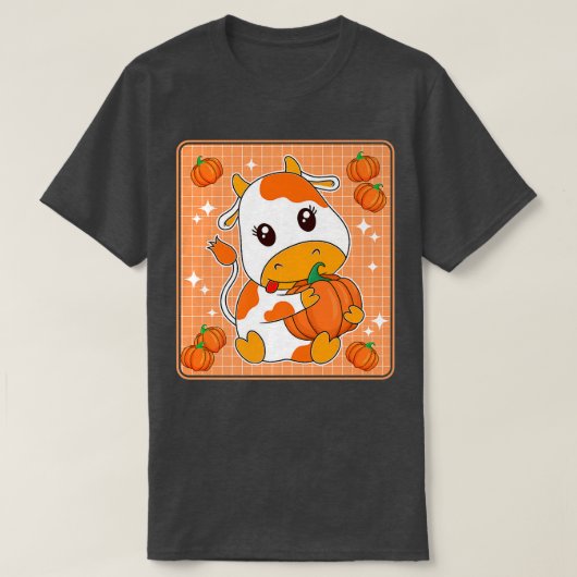 キュートカボンプキンオレンジミルクカウウプリントかわいいエステティ Tシャツ (デザイン正面)