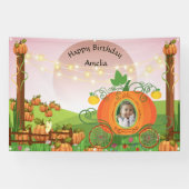 キュートカボンプキンキャリッジガール誕生日秋イベント 横断幕 (横)