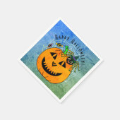 キュートカボンプキンスパイダーウィッチハローウィンパーティ スタンダードカクテルナプキン (角)