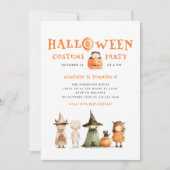 キュートカボンプキンハロウィーン誕生日キッズパーティー 招待状 (正面)