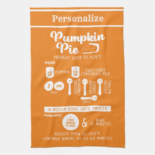 キュートカボンプキンパイレシピベーキング料理オレンジ キッチンタオル (縦)
