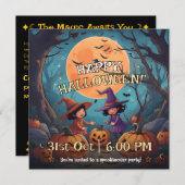 キュートカボンプキンパッチキッズハロウィーン招待状 招待状 (正面/裏面)