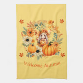 キュートカボンプキンフェアインオータムリース キッチンタオル (縦)