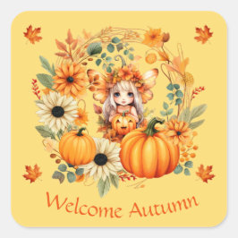 キュートカボンプキンフェアインオータムリース スクエアシール