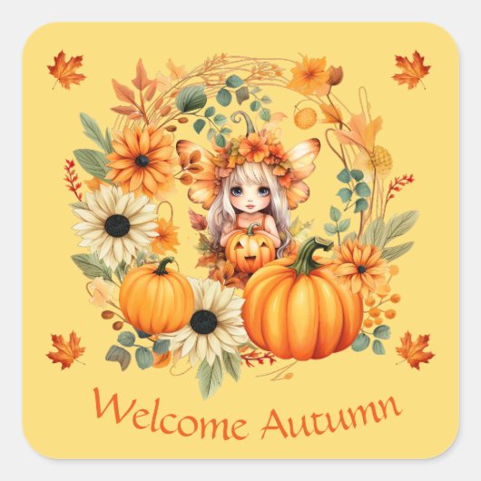 キュートカボンプキンフェアインオータムリース スクエアシール (正面)