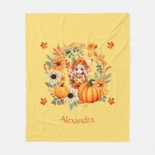 キュートカボンプキンフェアインオータムリース フリースブランケット (正面)